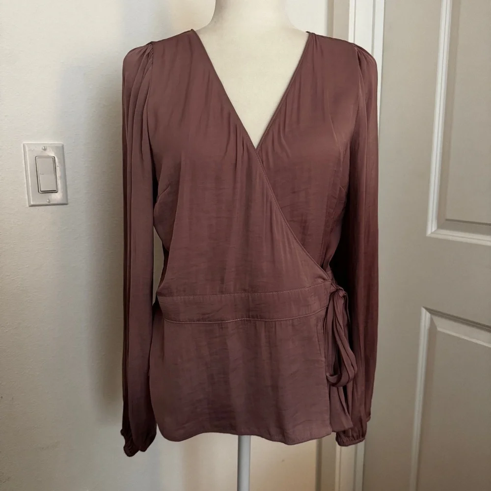Naked Zebra Elegant Mauve Wrap Top long sleeve